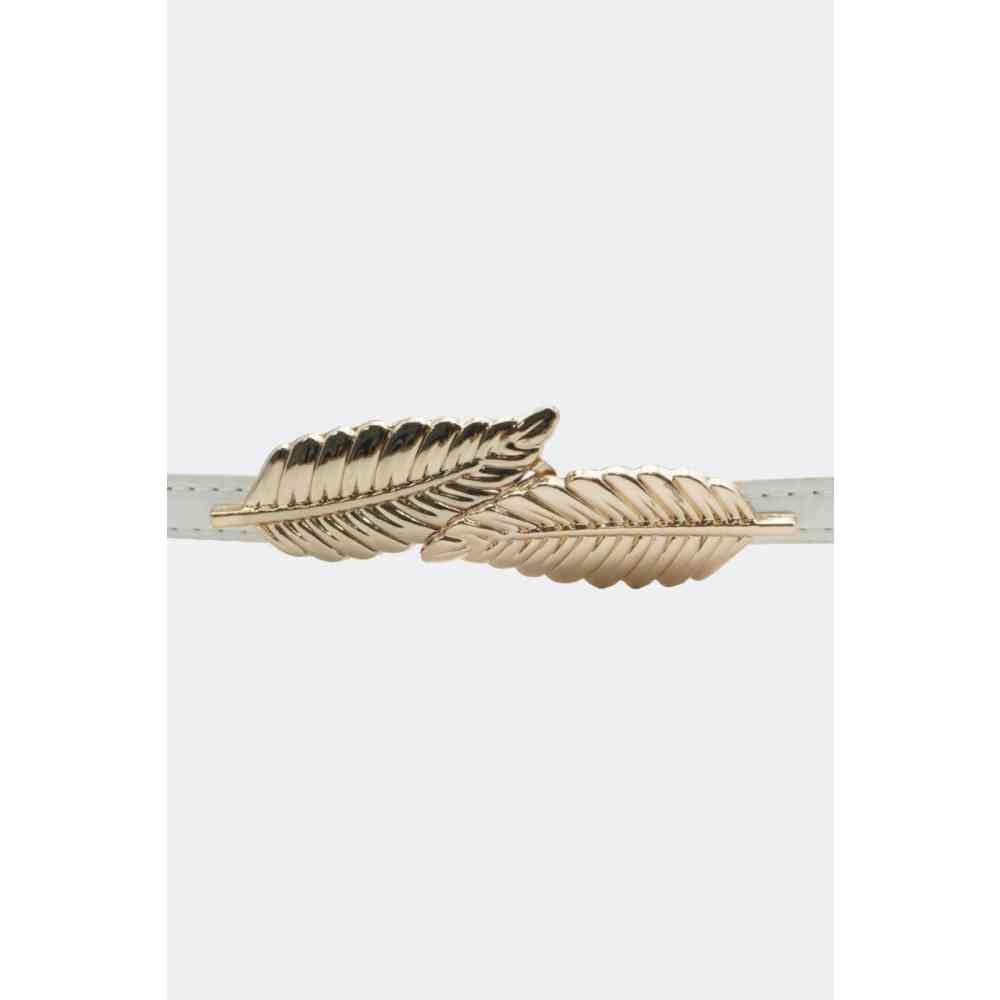Voodoo Vixen - Double Leaf Buckle Skinny TaillengÃ¼rtel - WeiÃŸ